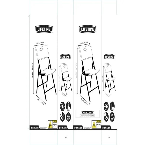 Folding Chair Lifetime White 4 Units 50 x 58 x 83 cm