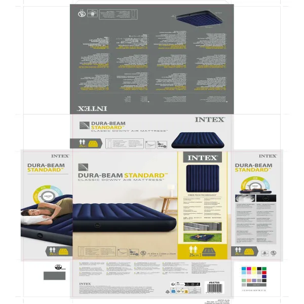 Puhallettava patja Intex Beam Standard Classic Downy 183 x 25 x 203 cm