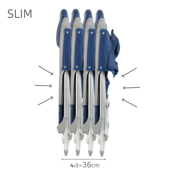 Pludmales krēsls Aktive Slim Locīšana Tumši Zils 47 x 87 x 58 cm (2 gb.)