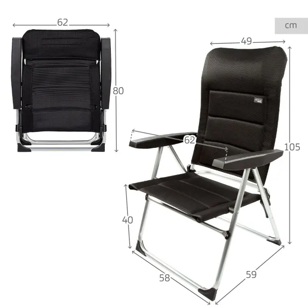 Rantatuoli Aktive Deluxe Taitettava Musta 49 x 105 x 59 cm (2 osaa)