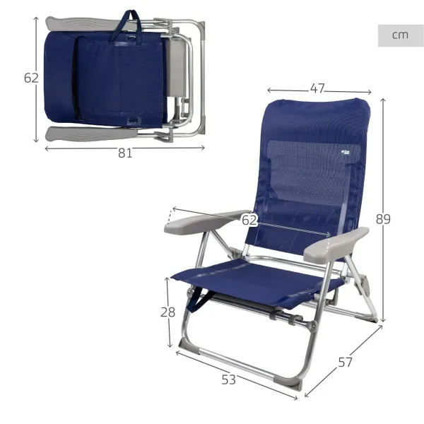 Rantatuoli Aktive Slim Taitettava Laivastonsininen 47 x 89 x 57 cm (2 osaa)