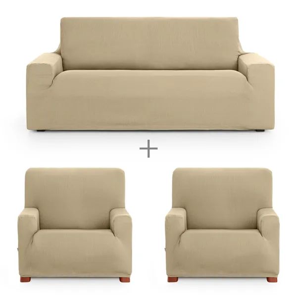 Sofa cover set Eysa ULISES Beige 3 Pieces