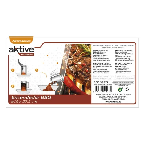 Портативный барбекю Aktive 16 x 27,5 x 16 cm (4 штук)