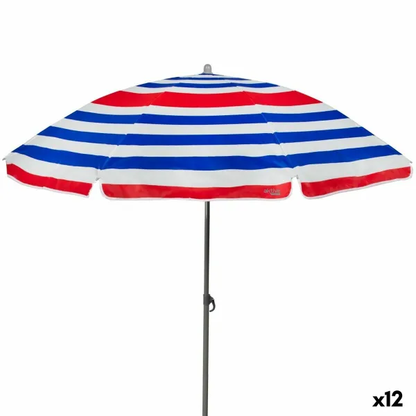 Paplūdimio skėtis Aktive Mėlyna Raudona Spalvotas Sidabras Ø 160 cm 160 x 167 x 160 cm (12 vnt.)
