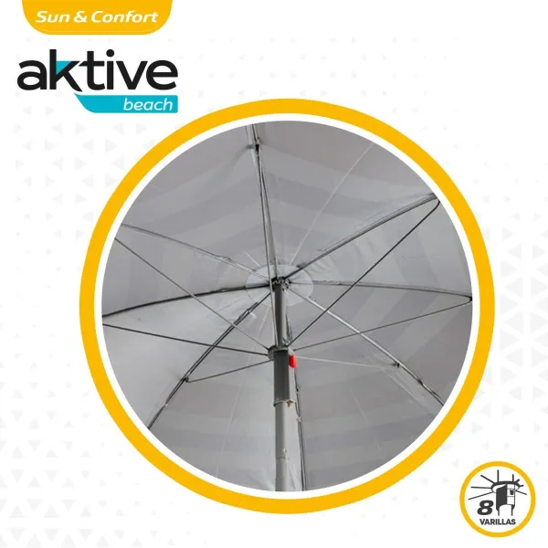 Beach parasol Aktive Blue Red Multicolour Silver Ø 160 cm 160 x 167 x 160 cm (12 Units)