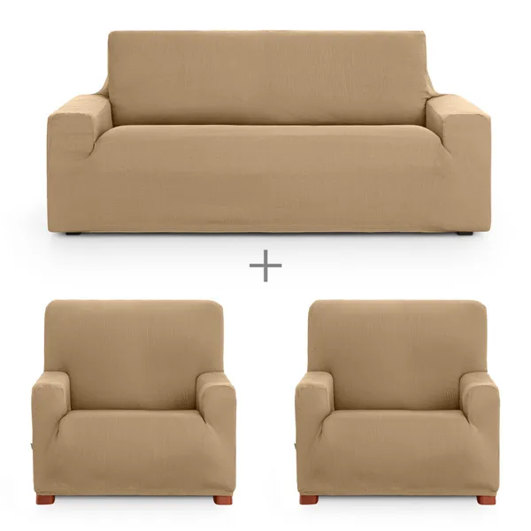 Sofa cover set Eysa ULISES Beige 3 Pieces