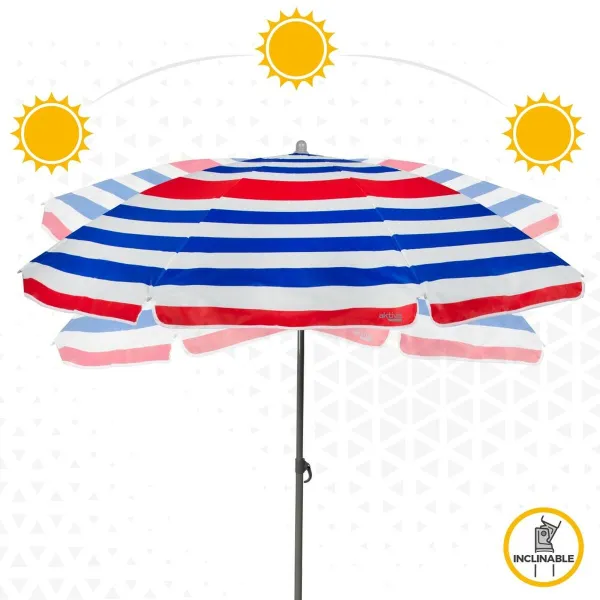 Beach parasol Aktive Blue Red Multicolour Silver Ø 160 cm 160 x 167 x 160 cm (12 Units)