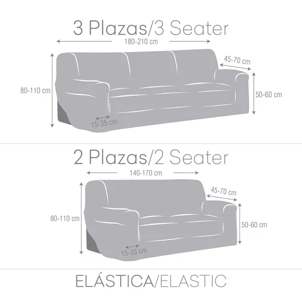 Sofa cover set Eysa ULISES Dark grey 2 Pieces