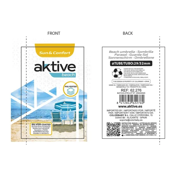 Sunshade Aktive Cream Aluminium 240 x 235 x 240 cm (6 Units)