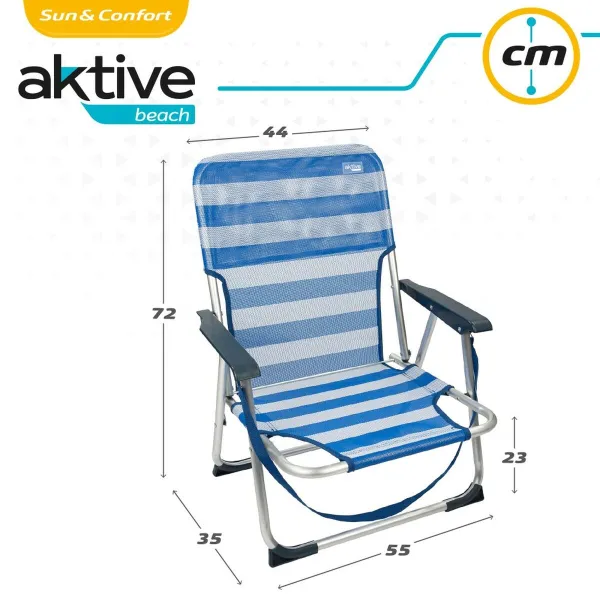 Пляжный стул Aktive Складной Синий 44 x 72 x 35 cm (4 штук)