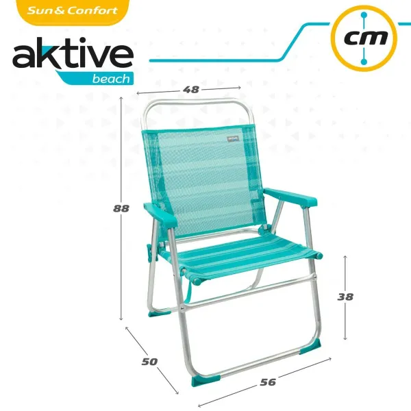 Rantatuoli Aktive Turkoosi 48 x 88 x 50 cm Alumiini Taitettava (4 osaa)