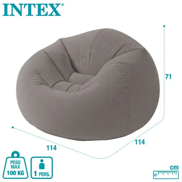 Inflatable Armchair Intex Grey 107 x 69 x 104 cm 114 x 71 x 114 cm (6 Units)