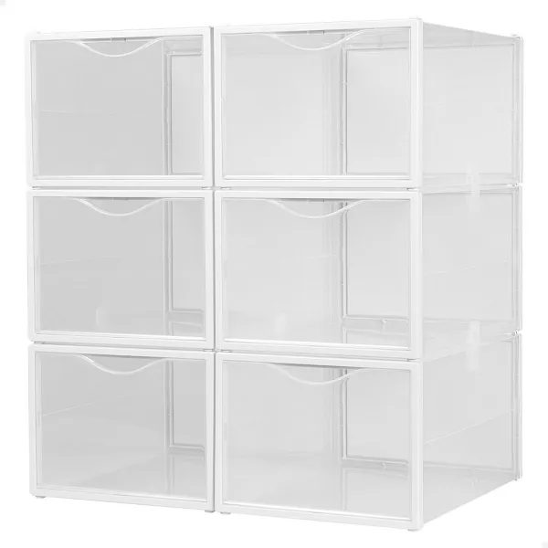 Stackable shoe box Max Home Valge 6 Ühikut polüpropüleen ABS 25 x 18,5 x 35 cm