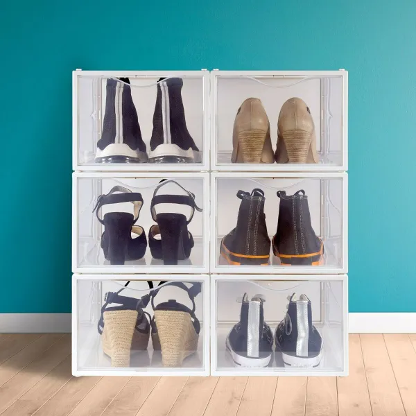 Stackable shoe box Max Home Белый 6 штук полипропилен ABS 25 x 18,5 x 35 cm
