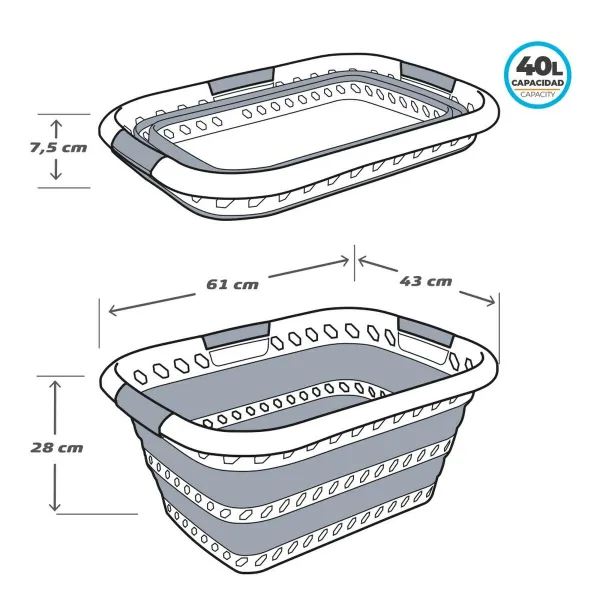 Veļas Grozs Aktive polipropilēns TPR 61 x 7,5 x 43 cm 61 x 28 x 43 cm (4 gb.)