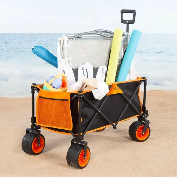 Monikäyttöinen kärry Aktive Oranssi Polyesteri PVC Teräs 86 x 108 x 44 cm Taitettava Ranta