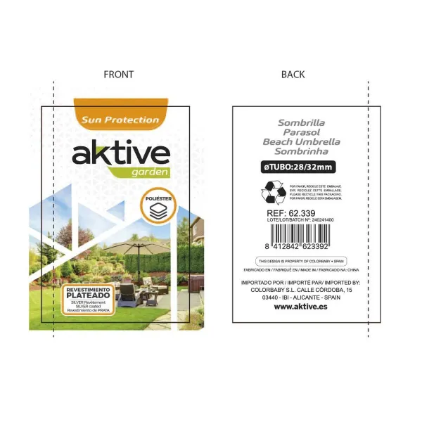 Пляжный зонт Aktive 230 x 210 x 230 cm (2 gb.)