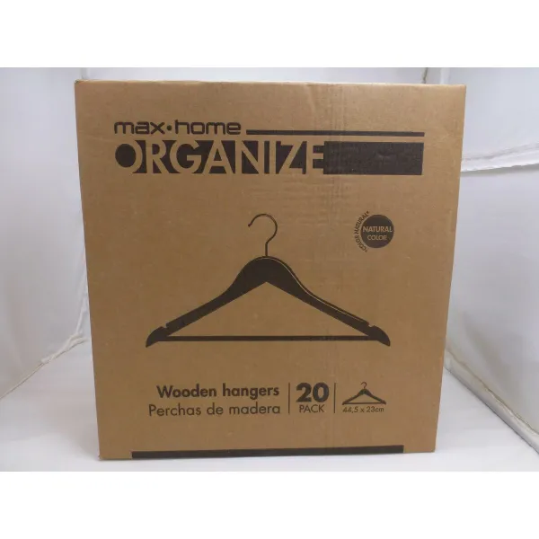 Apģērbu pakaramo komplekts Max Home Dabisks Koks Tērauds 44,5 x 23 x 1 cm 20 Daudzums (4 gb.)