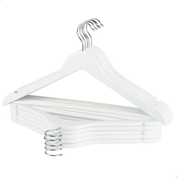 Drabužių pakabų rinkinys Max Home Balta Medžio Plienas 44,5 x 23 x 1 cm 10 Dalys (6 vnt.)