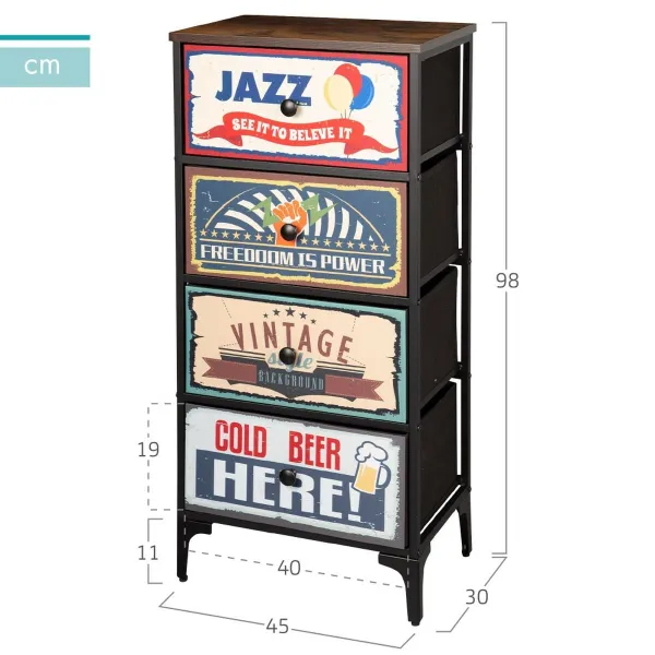 Kummut Max Home Vintage 45 x 98 x 30 cm