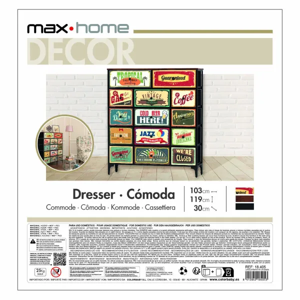 Chest of drawers Max Home Vintage 103 x 119 x 30 cm