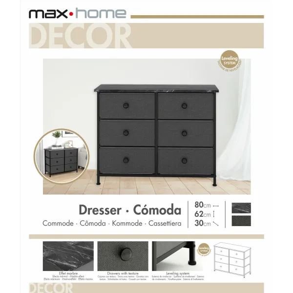 Kumode Max Home Pelēks Marmors 80 x 62 x 30 cm