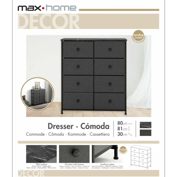 Komoda Max Home Pilka Marmurą 80 x 81 x 30 cm
