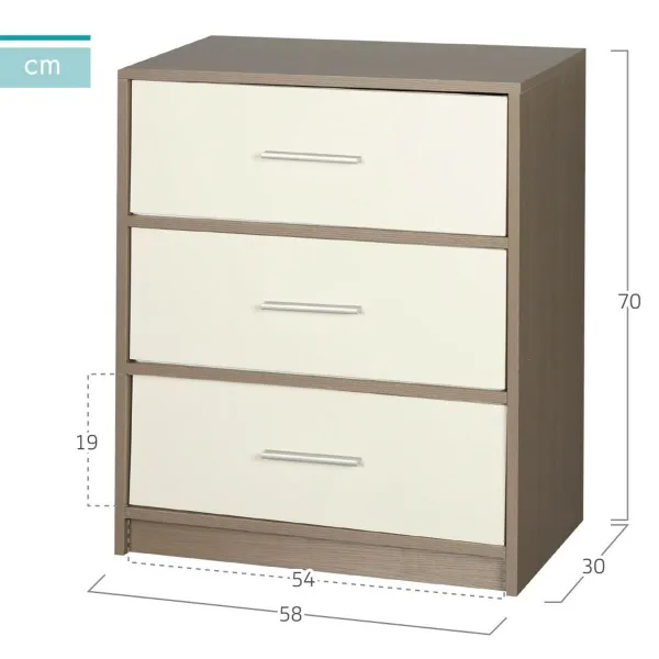 Naktsskapītis Max Home Balts Pelēks 58 x 70 x 30 cm