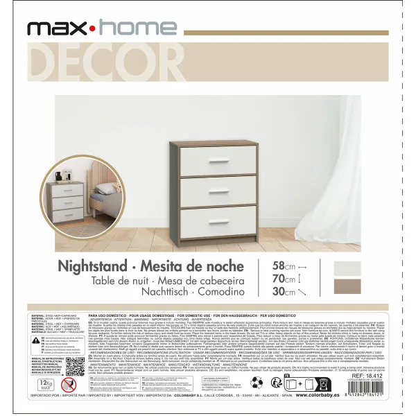 Spintelė Max Home Balta Pilka 58 x 70 x 30 cm