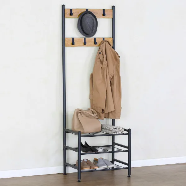 Coat rack with shelf Max Home Steel Melamin Particleboard Minimalist 60 x 175 x 40 cm
