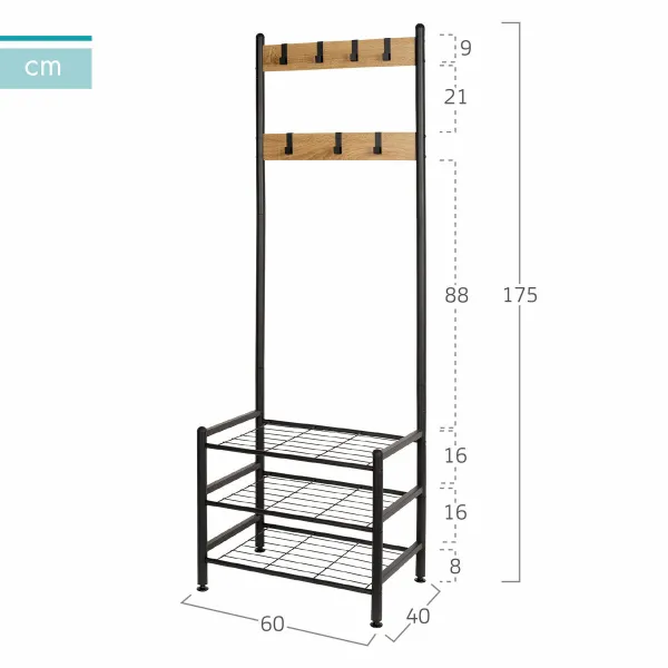 Вешалка с полкой Max Home Сталь меламин ДСП Минималистичный 60 x 175 x 40 cm