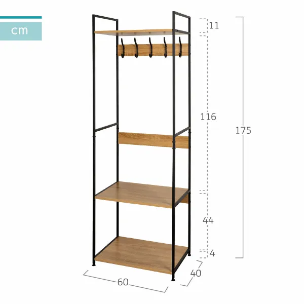 Coat rack with shelf Max Home Steel Melamin Particleboard Minimalist 60 x 175 x 40 cm