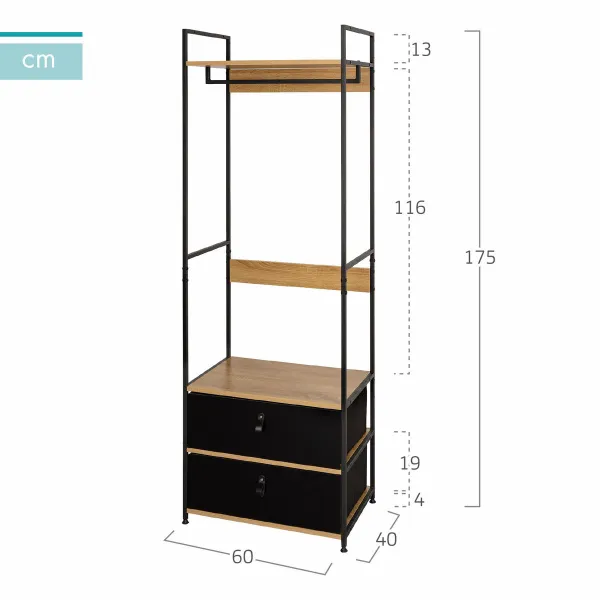 Cupboard Max Home Cloth Steel Melamin Particleboard 60 x 175 x 40 cm