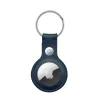 Crong Leather Case with Key Ring – Protective leather case with key ring for Apple AirTag 1/2 (navy blue)
