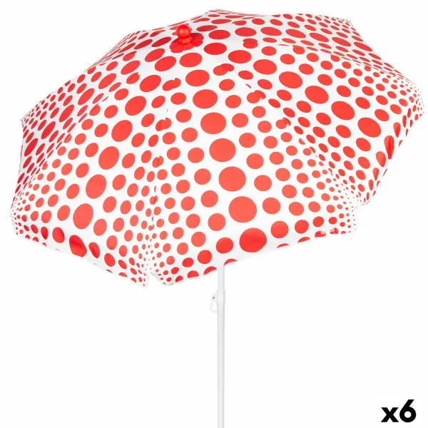 Пляжный зонт Aktive Красный 200 x 205 x 200 cm (6 штук)