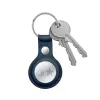 Crong Leather Case with Key Ring – Protective leather case with key ring for Apple AirTag 1/2 (navy blue)