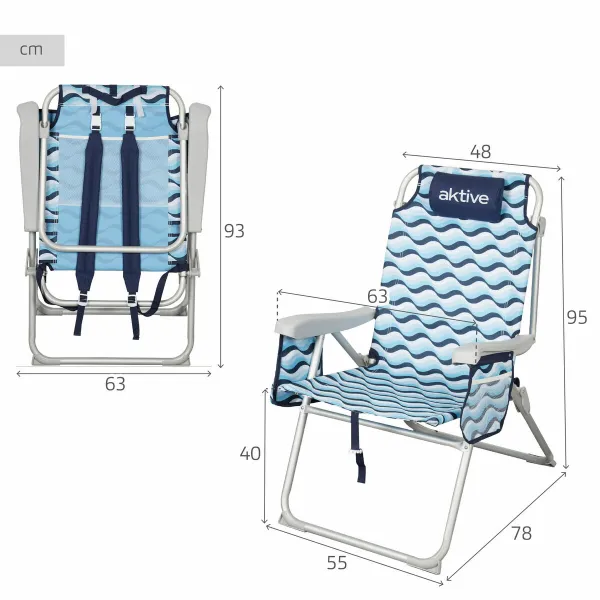 Пляжный стул Aktive 48 x 95 x 78 cm (2 штук)