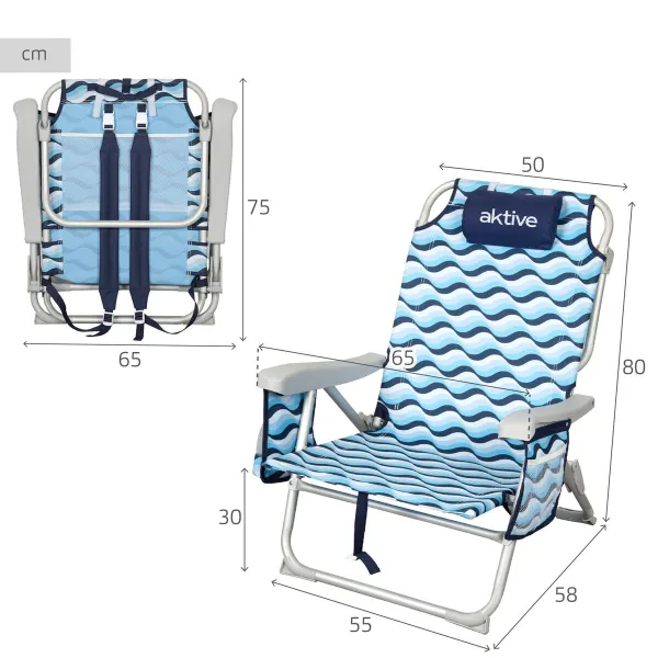 Пляжный стул Aktive 50 x 80 x 58 cm (2 штук)