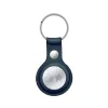 Crong Leather Case with Key Ring – Protective leather case with key ring for Apple AirTag 1/2 (navy blue)