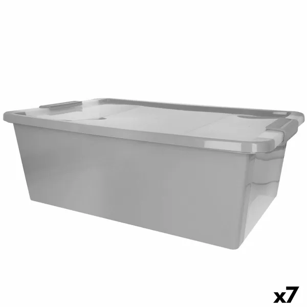 Säilytyslaatikko kannella Curver Harmaa Muovinen 26 L 55 x 19 x 35 cm (7 osaa)