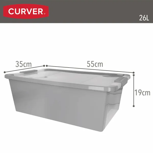 Säilytyslaatikko kannella Curver Harmaa Muovinen 26 L 55 x 19 x 35 cm (7 osaa)