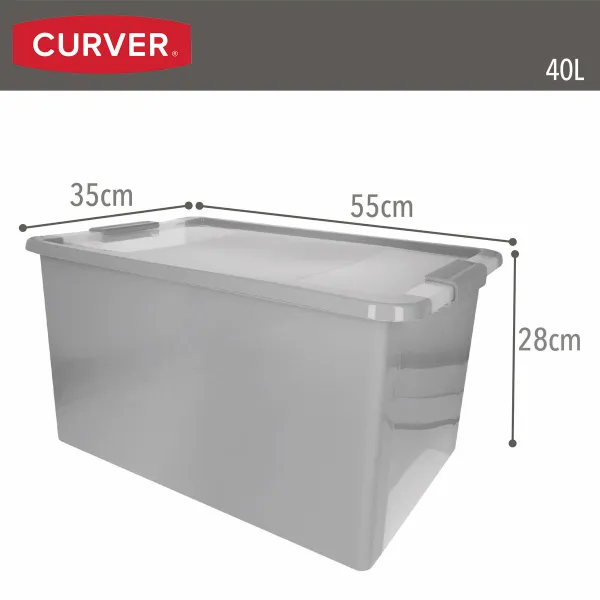 Säilytyslaatikko kannella Curver Harmaa Muovinen 40 L 55 x 28 x 35 cm (5 osaa)