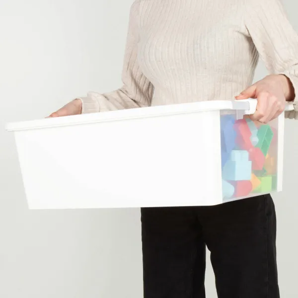 Uzglabāšanas Kaste ar Vāku Curver Balts Plastmasa 26 L 55 x 19 x 35 cm (7 gb.)