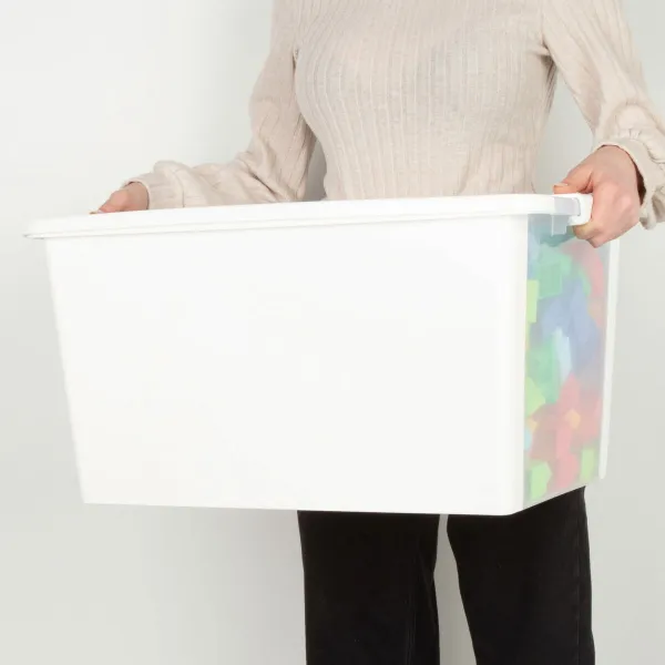 Storage Box with Lid Curver White Plastic 40 L 55 x 28 x 35 cm (5 Units)