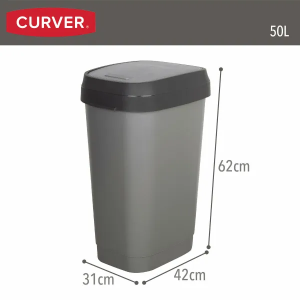 Мусорное ведро Curver Темно-серый Пластик 50 L (6 штук)