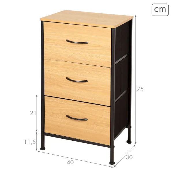 Тумба с ящиками Max Home Чёрный современный 40 X 75 X 30 CM