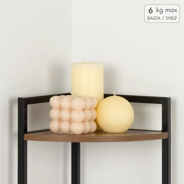 Riiulid Max Home Must Raud Puit MDF 24 x 80 x 24 cm