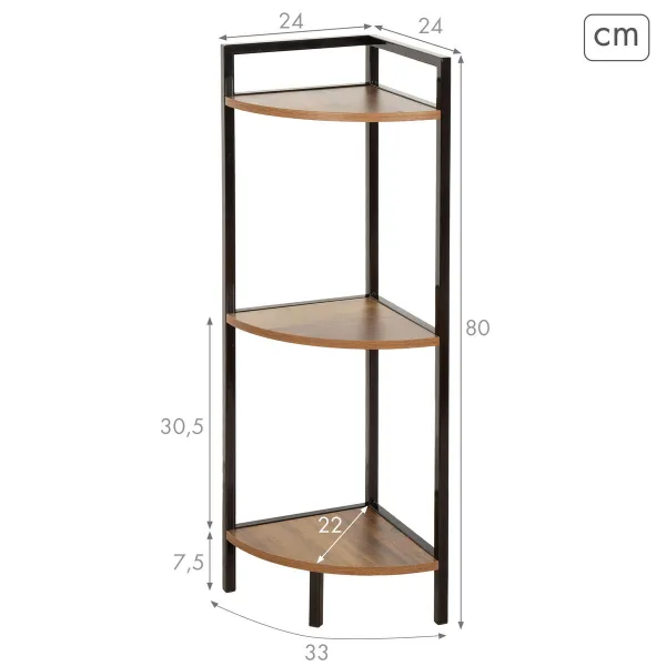 Plaukti Max Home Melns Dzelzs Koks MDF 24 x 80 x 24 cm