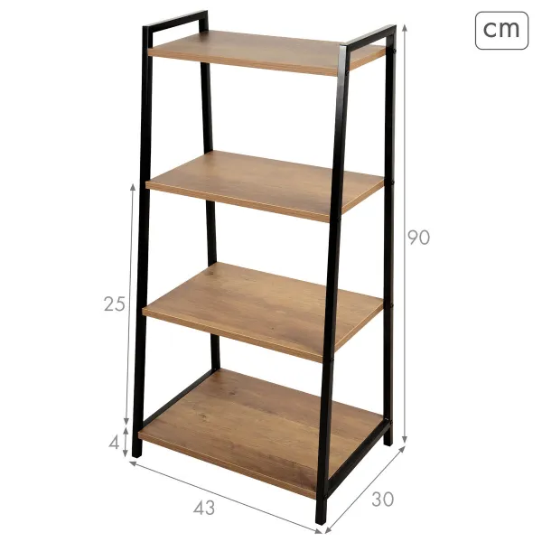 Plaukti Max Home Dzelzs Koks MDF 4 Planken 43 X 90 X 30 CM
