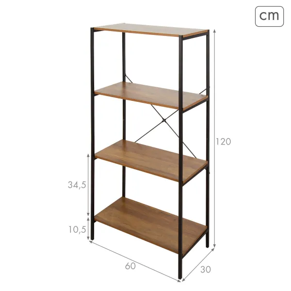 Hyllyt Max Home Rauta Puu MDF 4 Hyllyt 60 X 120 X 30 CM
